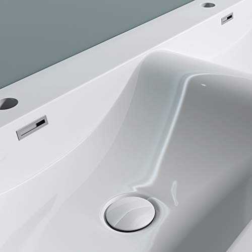 Double lavabo vasque 120cm fonte minérale solid surface encastrable 120x48