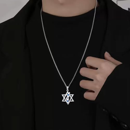 Star of David Necklace Sterling Silver Israel Map Jewish Star Necklace for Men Women2