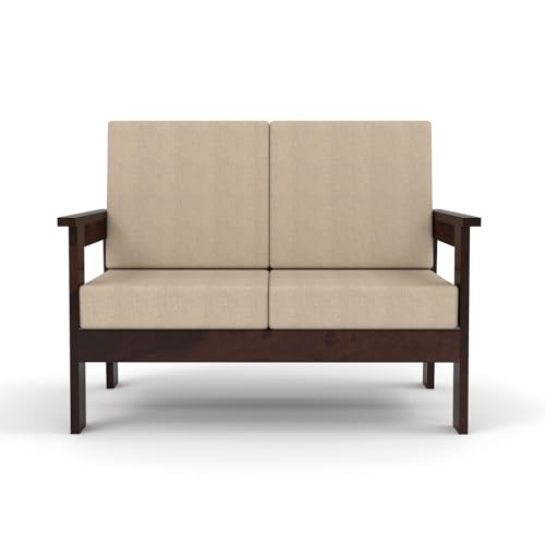 Image of Sheesham Wooden 4 Seater Sofa for Living Room | Solid Wood Sofa | Rosewood Sofa Set for Home & Office | Lounge (Walnut, 4 Seater)