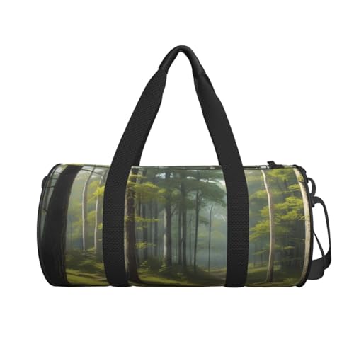 Whispering Woods Printed Travel Bag,Round Personal Item Storage bag,Foldie Duffel Bag for Traveling Vacation,Fitness,Sports2