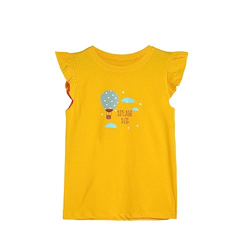 Image of miniklub Girls Yellow Printed Pure Cotton Top