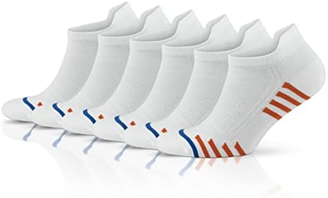 GoWith 6 Pairs Bamboo Colorful Sneaker Socks, Athletic Thin Ankle Socks, Seamless Low-Cut Golf Socks for Men & Women, L/XL, White, Model: 3150