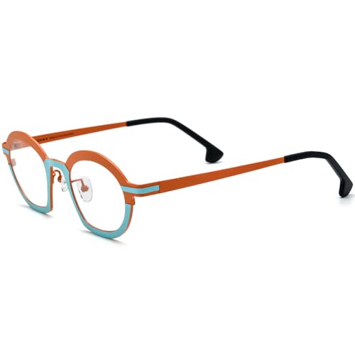 Image of FONEX Colorful Pure Titanium Glasses Frame Women Retro Round Eyeglasses