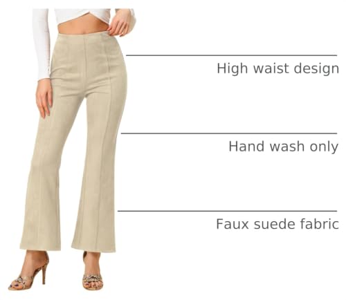 Image of Allegra K Women's Faux Suede Pants Business Casual Wide Legs Bell Bottom Flared Trousers