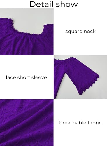 Image of MIHOLL Women's Lace Off Shoulder Tops Casual Loose Blouse Shirts