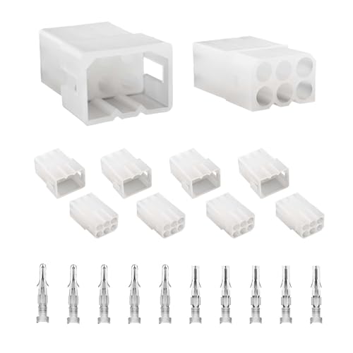 JRready ST6418 Standard.093 Pin and Socket Power Connectors 6 Circuits (5 Matched Sets), 14-20 AWG,Compatible with Molex Standard.093 6 Pin Male& Female Conector, 5.03 mm Pitch, Free Hanging