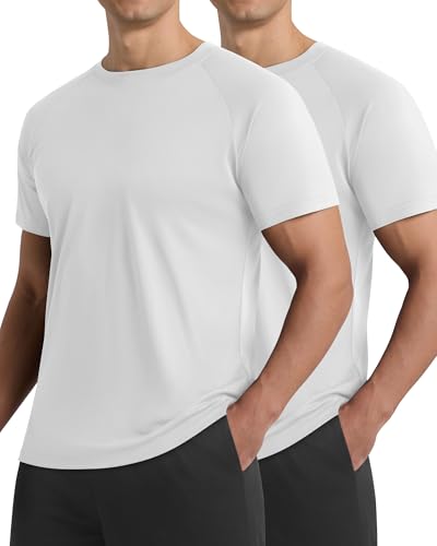 Image of 2 Pack Workout Shirts for Men - Black Casual Quick Dry Moisture Wicking Men's T-Shirts for Gym Running