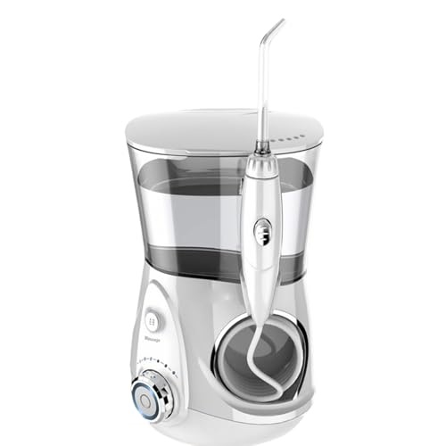 Amhuui Irrigador de Agua Oral eléctrico con 700ML, Limpiador de higiene Dental con 12 Juegos, 5 boquillas estándar, Herramienta de eliminación de Placa Dental para encías, aparatos, Cuidado Dental