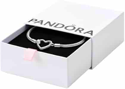 Pandora Moments Heart Closure Snake Chain Bracelet 599539C00-17