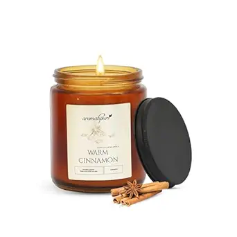 Aromahpure Premium Black Screw Jar Candle | Cinnamon Scented Candle | 100% Soy Wax, Smokeless Candle | Pack of 1 | Long Lasting Aroma Candles| Scented Candles for Home Decor