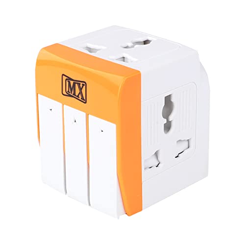 Image of MX 3 Pin Multi Plug Adapter with Universal Sockets | 3-Way Extension Socket 5A 250V with Individual Power Switches, LED Indicators & Safety Shutters | Home, Office & Travel Use