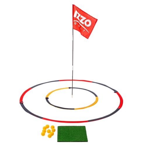 Izzo Golf Backyard Bullseye Golf Practice Set (1PC) - Red-Blue-Yellow Foam Practice Golf Balls & Targets for Iron Accuracy Training