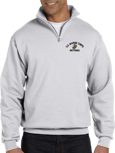 MilitaryBest U.S. Marine Corps Retired Embroidered Quarter-Zip Pullover