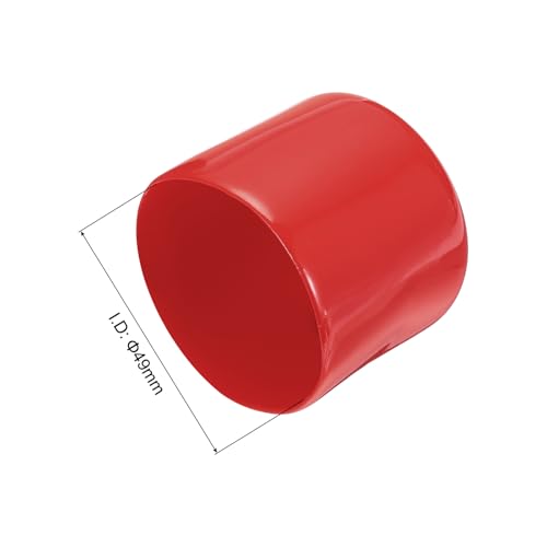 Image of uxcell 4pcs Rubber End Caps 49mm ID Vinyl Round End Cap Cover Screw Thread Protectors Red, 40mm Height
