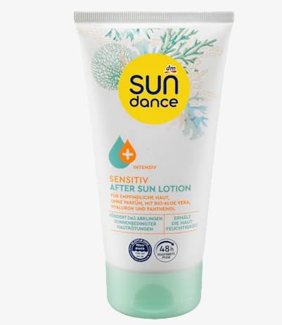 SUNDANCE Loción after Sun sensible, 150 ml (con aloe vera orgánico, ácido hialurónico y pantenol)