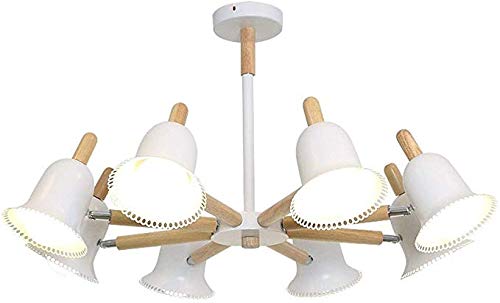 Chandelier bois orientable 8 têtes LED au design créatif haut de gamme