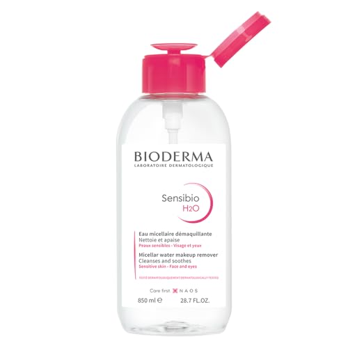 【正規品】ビオデルマ(Bioderma) サンシビオ エイチツーオー D 片手プッシュポンプ 850mL クレンジングウォーター（大容量 洗顔 メイク落とし クレンジングウォーター 敏感肌用 無香料 無着色 エチルアルコール、オイル、 パラベン無添加 弱酸性）のサムネイル