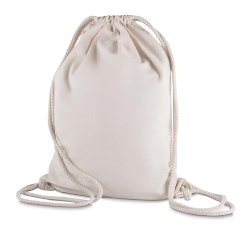 Mochila Saco em Algodão, Cor Natural, 41x33x10cm, Cordão Ajustável, 145g/m², Kit com 10 Unidades (1)