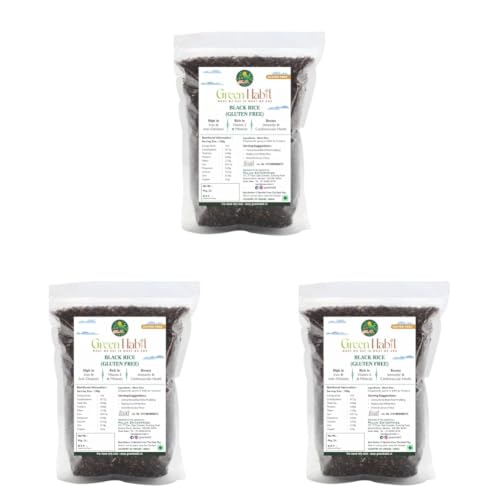 Image of Green Habit Wild Black Rice a.k.a Forbidden Rice (black rice organic unpolished) (3 Kg pack of 3)