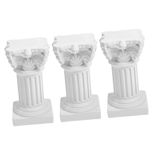 ZUNOXAZ 3pcs Roman Style Resin Candle Holders Miniature Greek Columns Decorative Pillar Stands for Tealight Candles Rustic Farmhouse Desktop Photo Props