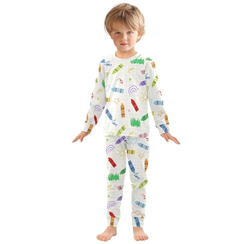 Joisal Fun Colorful Line Doodle Cotton Pajama Set 18 Months 2 Piece Pj Long Sleeve Top and Pants3