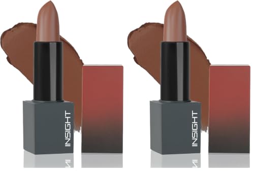 Image of INSIGHT Velvet Matte Lipstick (Passionate Peony) | Long Lasting, Smudge-Proof & Non-Drying | Enriched with Cocoa Butter, Argan Oil & Vitamin E | Smooth Application, Bold Pigment - 3.8g (Pack of 2)