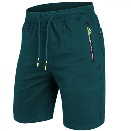 ZOXOZ Pantaloncini Sportivi Uomo Pantaloni Corti Cotone Estivi Elasticizzati Running Shorts con Tasche Blu Pavone L