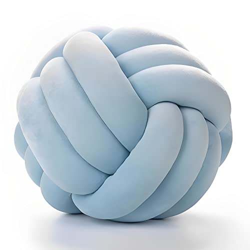 PUXU Knot Pillow Ball Round Cushion Pillows, Children Room Decoration Plush Toys Calming Stress Relief Toy (Light Blue,11in/28cm)