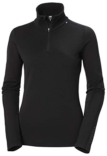 Helly-Hansen Womens LIFA Merino Heavyweight 1/2 Zip Base Layer Shirt, 990 Black, Large