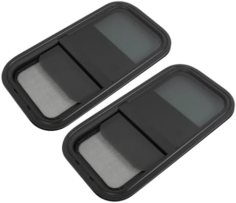 12"x24" RV Side Window - Vertical Sliding with Screen & Trim Ring, Tempered Tinted Glass - 2 Pack for Trailers & Campers, Durable & Weather-Resistant