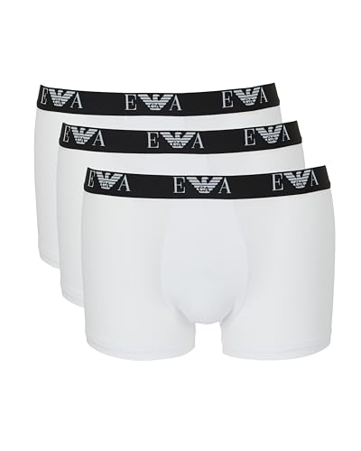 Emporio Armani Man's Bold Monogram Lot de 3 Boxers Blancs, Taille M, Blanc/Blanc., M