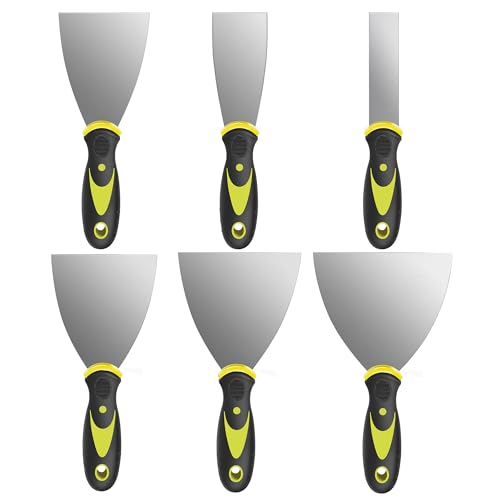 ‌SZWLJ 6 Stücke (1" bis 6") Spachtel Set, Putty Messer Spachtel, Edelstahl Flächenspachtel für Putzreparatur, Maler & Dekorateure Werkzeug