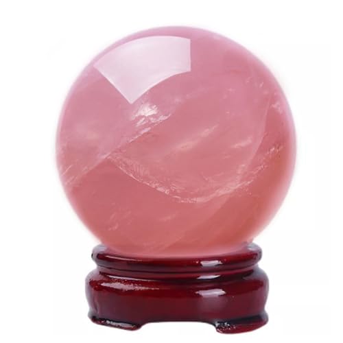 Rose Quartz Magic Crystal Ball with Stand for Home Decor Divination Witchcraft Fortune Telling Precious Gifts for Family and Fri