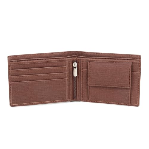 Image of VEMILIO Vegan Leather Wallet for Men | Eagle Print Embossed Premium Bifold Wallet | 3 Card Slots | 2 Cash Compartments | 1 Coin Pocket & 2 Secret Slots | Stylish, Durable & Gift for Men (Eagle, Brown)