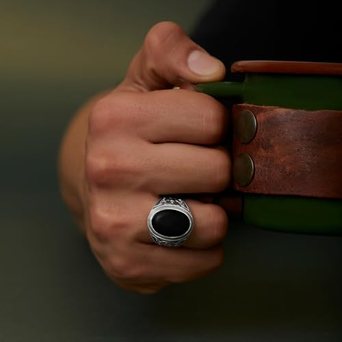 Handmade Onyx Ring, 925 Sterling Silver Rings, Life and Death Jewelry For Him, Black Stone Rings, Unique Gift For Men4