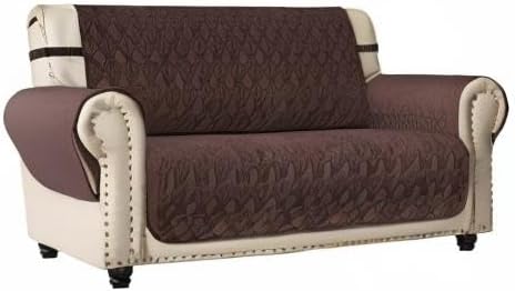 Ameritex Loveseat Cover Water-Resistant Quilted Furniture Protector with Back Nonslip Paws Slipcover for Dogs, Kids, Pets Loveseat Slipcover Stay in Place for Leather (54", Chocolate) - Image 9