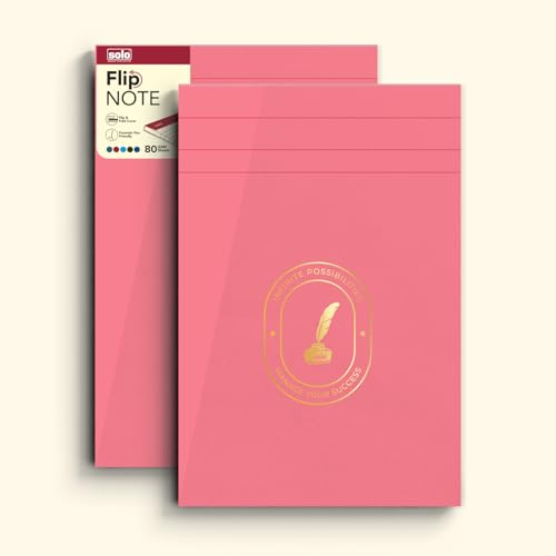 Image of SOLO Flip Note A5 Notepad - Velvet Finish Cover, 80 Sheets Premium Smooth Paper, Durable Soft-Touch Journal for Work, Study & Meetings, | Pack of 2 (Pastel Pink)