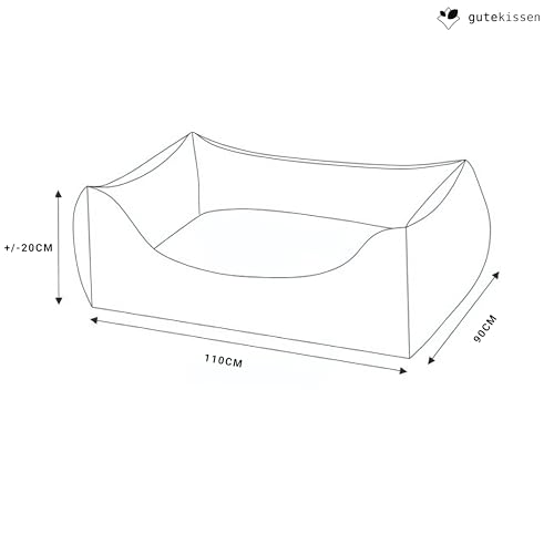 Gutekissen® Hundebett aus weichem Material, gefüllt mit Polyurethanschaumstoff, Geripptes Material, schmutzabweisend, Farb- und Größenwahl, inklusive kleines Kissen. (XXL - 110x90, Beige)