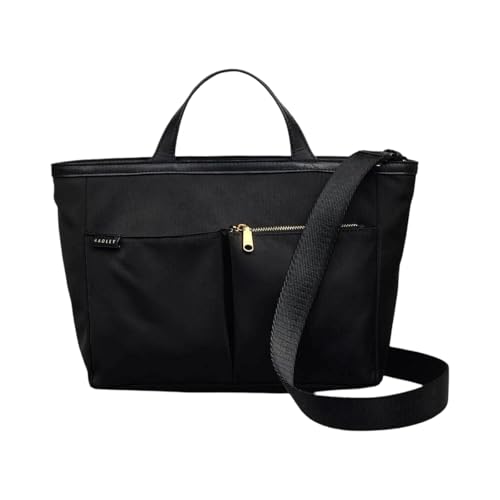 Image of RADLEY London Womens Montague Lane Medium Zip-Top Grab Crossbody Shoulder Bag Crafted from Recycled Nylon Features Twin Grab Handles & Zip Fastening Cross Body Handbag with Adjustable Strap in Black