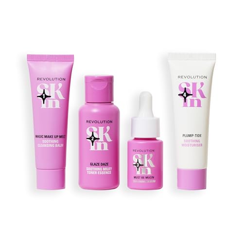 Image of Revolution Skin Go Gentle 4 Step Starter Kit, 4 Mini Products | Skincare Set with Cleanser, Toner, Serum & Moisturizer, Vegan & Cruelty-Free