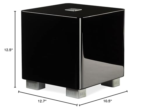 REL T/5x 8-Inch Powered Subwoofer &ndash; Compact Sealed Design with Class AB Amplifier, RCA Inputs, and Powerful Bass for HiFi Stereo Systems, Home Theater, and Surround Sound &ndash; High Gloss Black Finish
