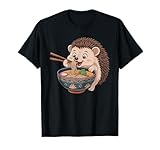 carino riccio mangiare ramen giapponese kawaii animal noodles maglietta