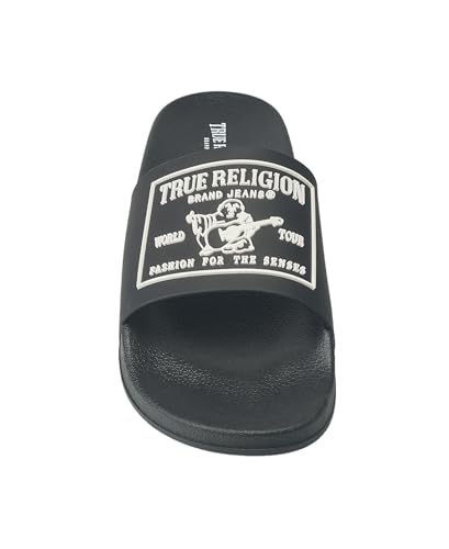True Religion Men’s Graphic Slide Sandals – Bold Block Logo, Casual Comfort4