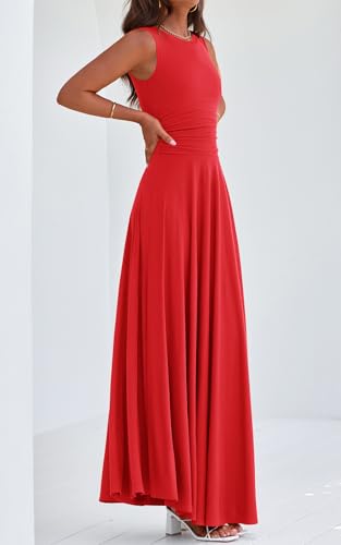 Image of PRETTYGARDEN Womens Summer Dresses 2026 Casual Sleeveless Crewneck Aline Maxi Dress Stretch Tank Flowy Long Dresses
