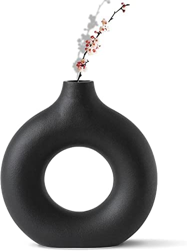 Image of Black Donut Ceramic Vase
