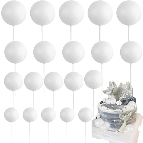 Voarge 20 piezas Topper de Pastel de Globos Mini Globos Decoración de Pastel Bolas, Decoración de Pastel Postre, Boda Decoración (blanco)