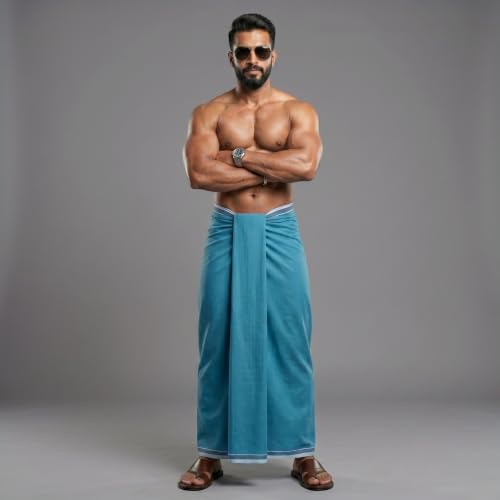 Image of Men's Cotton Lungi | Soft Breathable Wrap Around Lungi | Comfortable Daily & Home Wear for Men