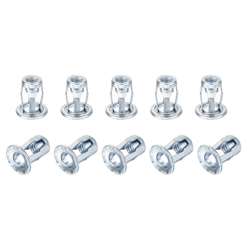 sourcing map 25Pcs Multi-Grip Rivet Jack Nut, 1/4-20 Petal Carbon Steel Thread Zinc Finish Blind for Plastic Pressboard Hardboard Door Anchors Aluminium cladding Steel Pipe
