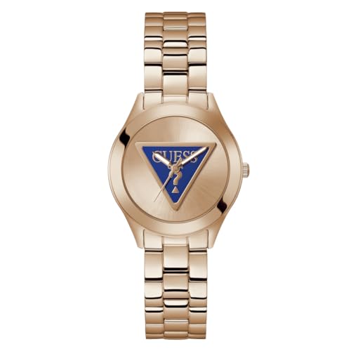 Guess Tri Plaque Reloj de Acero Inoxidable para Mujer, Color Oro Rosa., Clásico
