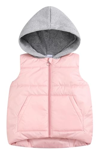 SEAUR Chaleco de plumón para niños con capucha, chaqueta acolchada sin mangas, chaqueta de invierno para niños, cálido, invierno, exterior, resistente al viento, Rosa., 10-11 años